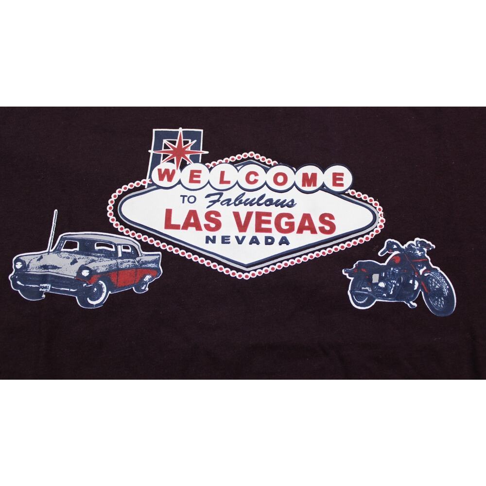 Men's 2XL Las Vegas Nevada Hot Rod Motorcycle Graphic T-Shirt Cotton Burgundy - Picture 6 of 7